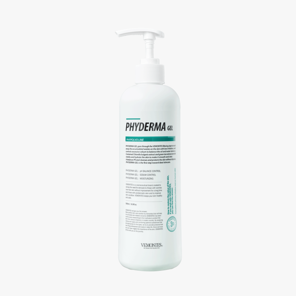 [VEMONTES] PHYDERMA Gel Cleanser 150ml 500ml – Chlorella Vulgaris Extract, Protects Collagen, Boosts Elasticity, Soothes Skin, Mild pH 5 Formula for Gentle Care - Made in Korea